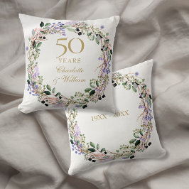 50-års bröllopsjubileum Lavendelblommor Kudde