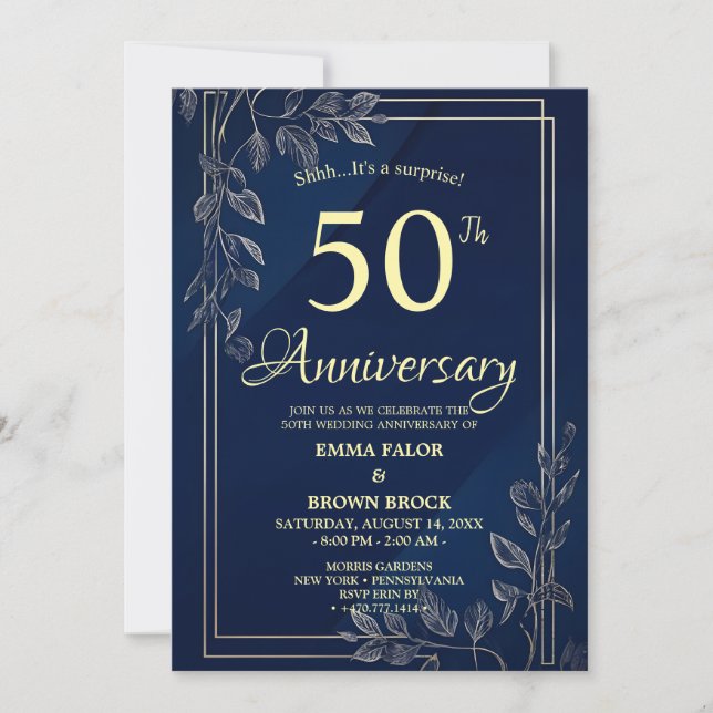 50-års bröllopsjubileum Överraskningsinbjudan Mari Inbjudningar (Framsida)