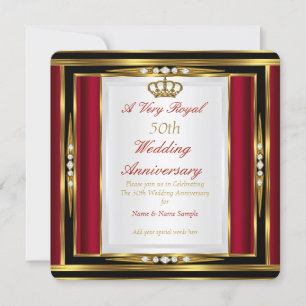50-års bröllopsjubileum Royal Red Gold Crown Inbjudningar