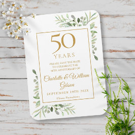 50-års bröllopsjubileum Spara datum Grönska Magnet