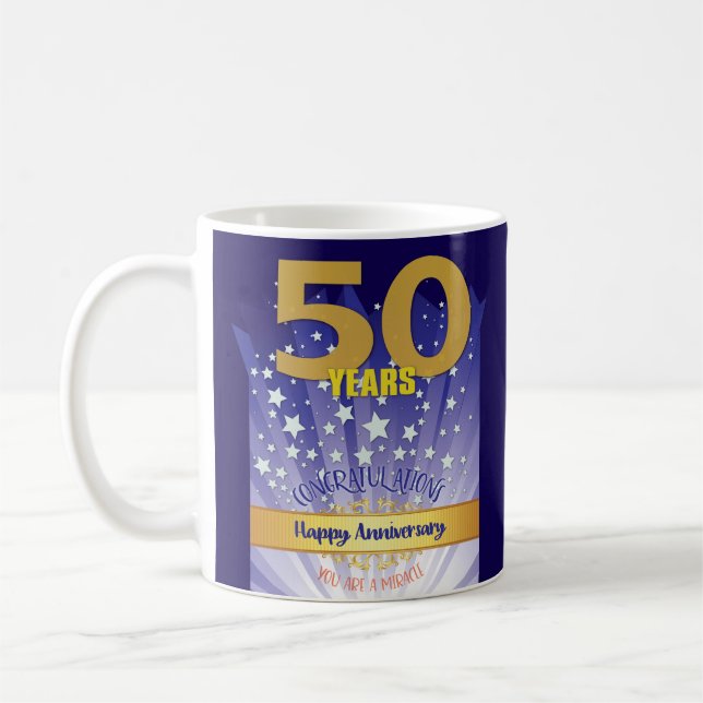 50-års CUSTOM Återfallsjubileum Fet Siffra Kaffemugg (Vänster)