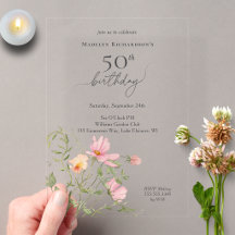50-års födelsedag Feminint akvafärg vildblomma
