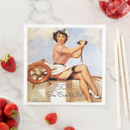 50-års födelsedag Gil Elvgren Vacker Pin Up Kvinna Pappersservett
