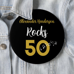 50-års födelsedag Gitarr Rocks 50 Personlig Knapp
