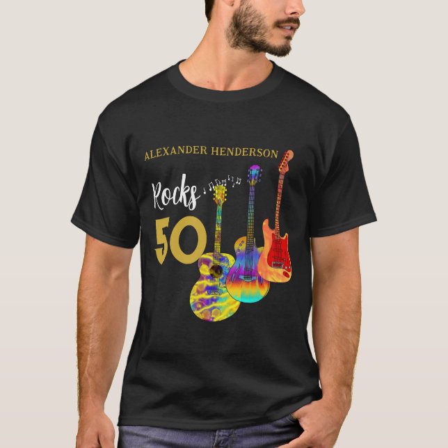 50-års födelsedag Gitarr Rocks 50 Personlig T Shirt (Framsida)