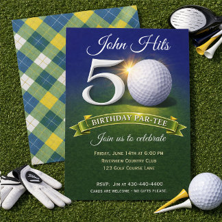 50-års födelsedag golf tema inbjudningar