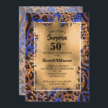 50-års födelsedag Guld Djurtryck Inbjudningar<br><div class="desc">Ett vilt djurtrycksmönster i blått,  brunt och guld överlagras med ett guld falskt folielager och dina 50-års födelsedagsfestdetaljer i chic bokstavsstil - bra för födelsedag för ALLA ÅLDER. KOORDINERADE artiklar finns tillgängliga i vår butik.</div>