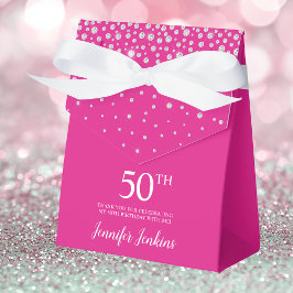 50-års födelsedag Hot Pink Glittrande Tack Presentaskar