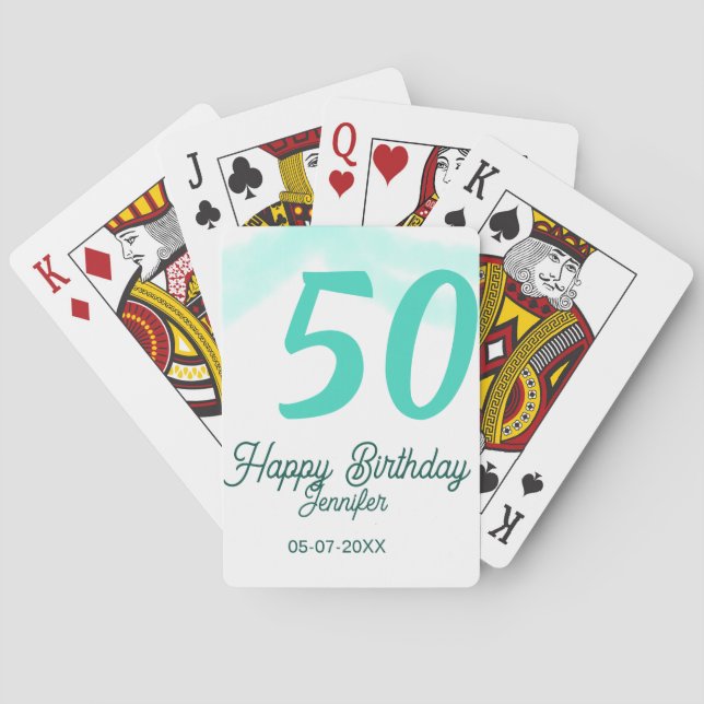 50-års födelsedag lägg till namn datum år grön pas casinokort (Baksidan)