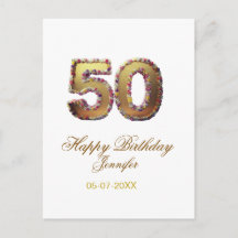 50-års födelsedag lägg till namn datum år guld blo