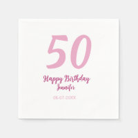 50-års födelsedag lägg till namn datum år rosa röd