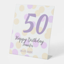 50-års födelsedag lägg till namn datum lila orange