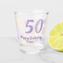 50-års födelsedag lägg till namn datum lila orange