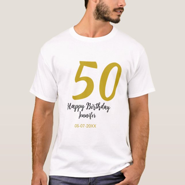 50 års födelsedag Lägg till svart mall för namn-da T Shirt (Framsida)