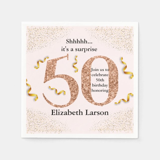 50-års födelsedag Modern minimalist falskt guld gl Pappersservett (Framsidan)