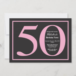 50-års födelsedag Rosa och Svart Kritskriftsbräda Inbjudningar