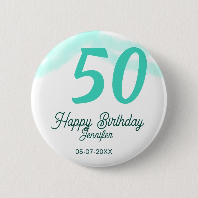 50-års födelsedag tillägg namn datum år grön paste knapp (Framsida)