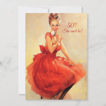 50-års födelsedag Vintage Sexig Pin Up Röd Klännin