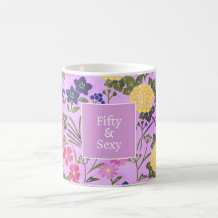 50-års födelsedags blommig rosa romantisk elegant kaffemugg