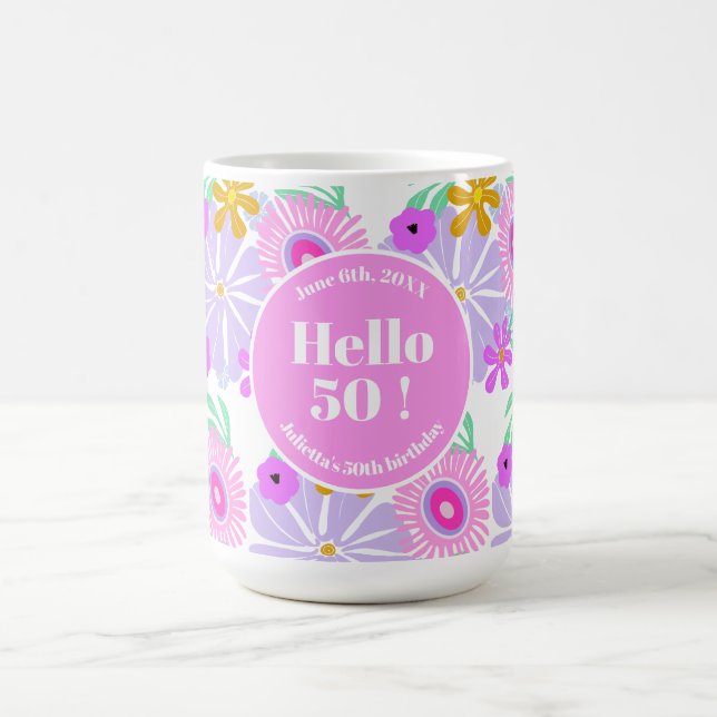 50-års födelsedags blomsterglas romantisk klassisk kaffemugg (Center)