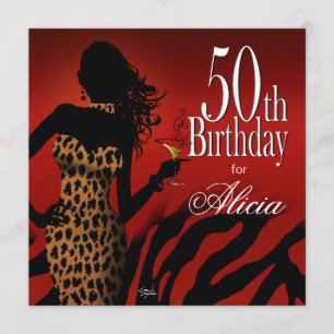 50-års födelsedags Bombshell Leopard Cocktailparty Inbjudningar