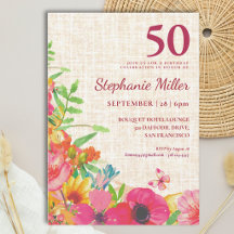 50-års födelsedags Elegant Djärv Blommig Linnefest