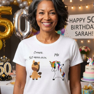 50-års födelsedags enhörning rolig häst dabbar pre t shirt