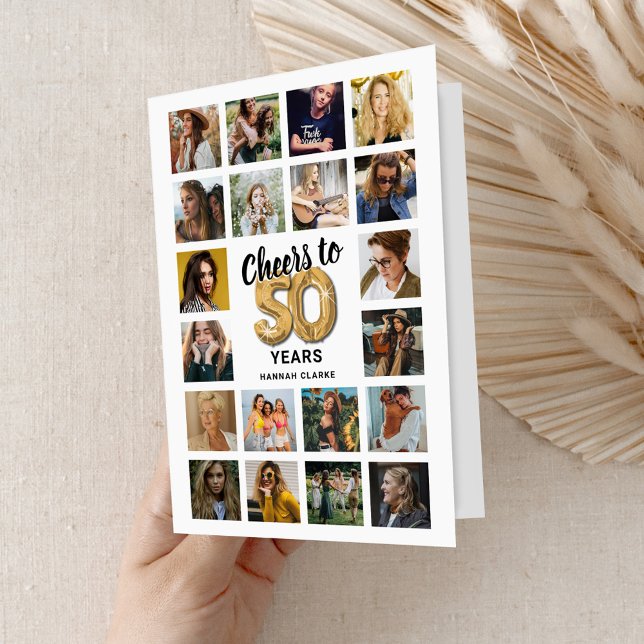 50-års födelsedags fotokollagekort inbjudan (Skapare uppladdad)