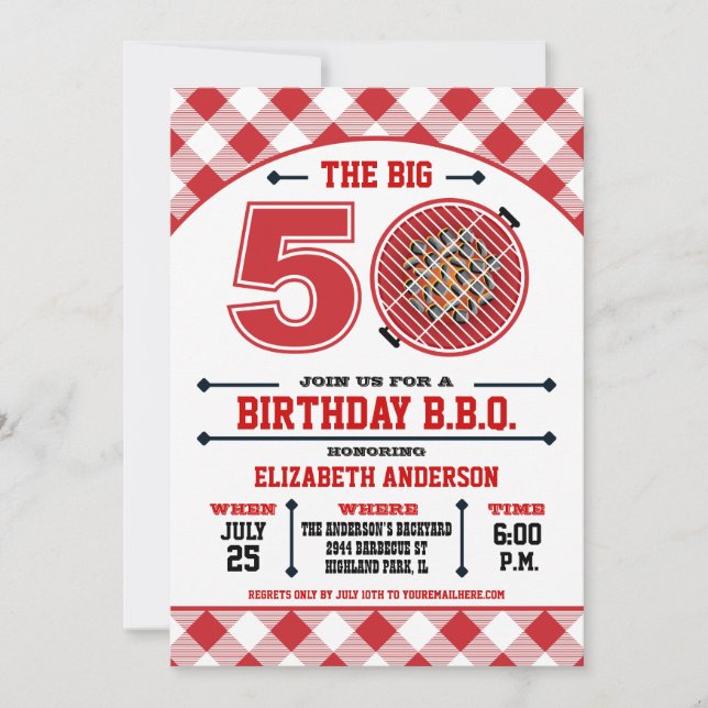 50-års födelsedags grillfest inbjudan (Framsida)