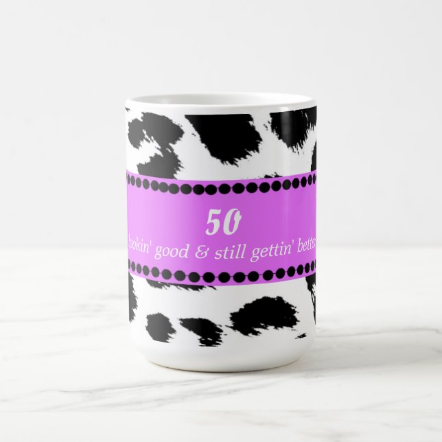 50-års födelsedags leopardpälsutskrift kaffemugg (Center)
