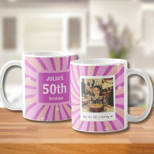 50-års födelsedags lila rolig foto kaffemugg