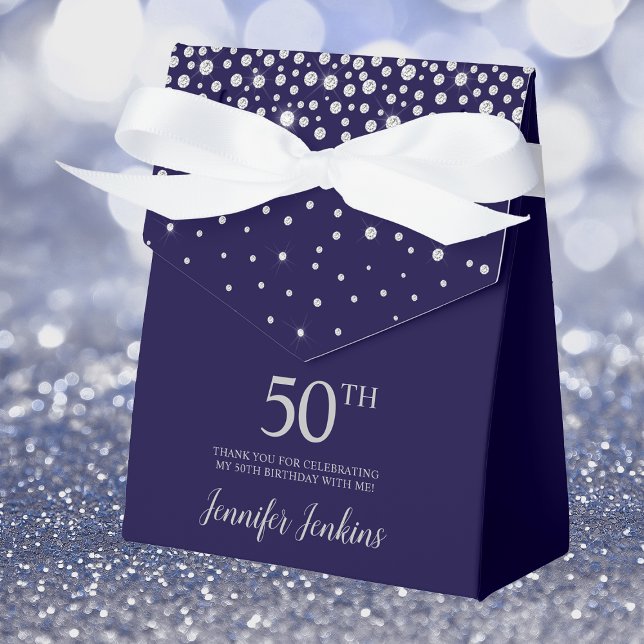 50-års födelsedags Navy Blue Glittrande Tack Presentaskar (Skapare uppladdad)