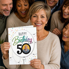 50-års födelsedags specialbeställda fotoballonger kort