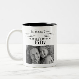 50-års födelsedags tidning Två-Tonad mugg