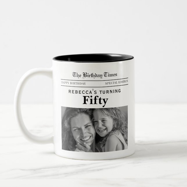 50-års födelsedags tidning Två-Tonad mugg (Vänster)
