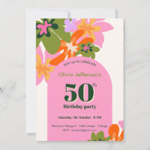 50-års födelsedagsblommig färgrik elegant feminin