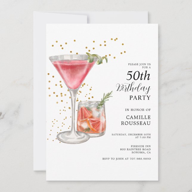 50-års födelsedagscocktailparty inbjudan (Framsida)