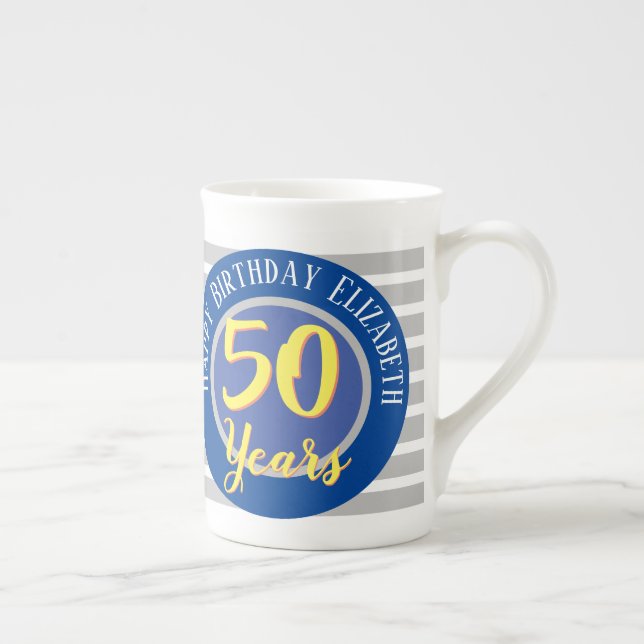 50 års födelsedagseftermiddag benporslin mugg (Höger)