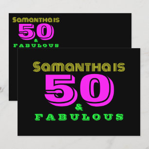 50-års födelsedagsfirande Neon 50 och fantastisk Inbjudningar