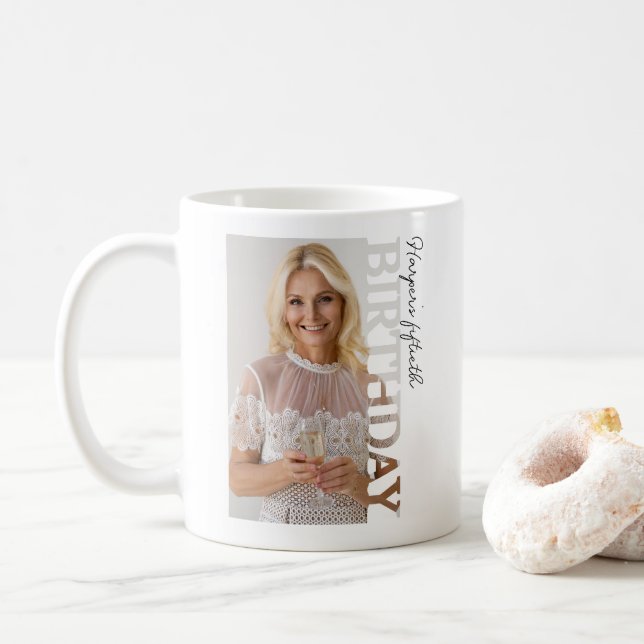 50-års födelsedagsfoto college-fest  kaffemugg (Med munk)