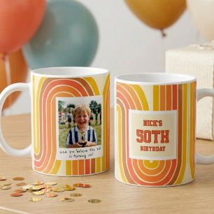 50-års födelsedagsfoto Retro Gul Kaffemugg