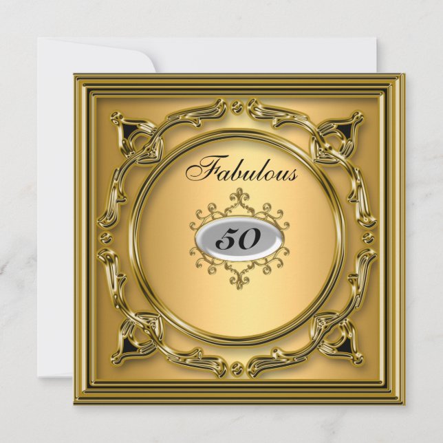 50-års födelsedagsinbjudan Guld Femtioårsfirande Inbjudningar (Framsida)