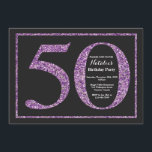 50-års födelsedagsinbjudan lila glitter svart tavl inbjudningar<br><div class="desc">50-års födelsedagsinbjudan. Svart och lila glitter födelsedagsfest inbjudan med svart tavla bakgrund. Överrasknings födelsedag. Vuxen födelsedag. Män eller kvinnor födelsedagsfest. För ytterligare anpassning,  vänligen klicka på "Anpassa" knappen och använd vårt designverktyg för att ändra denna mall.</div>