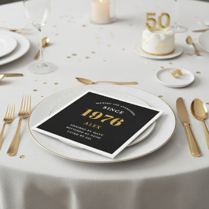 50-års födelsedagsnamn 1976 Svart Guld Elegant Chi Pappersservett
