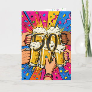 50-års födelsedagsölskål i Pop Art Kort