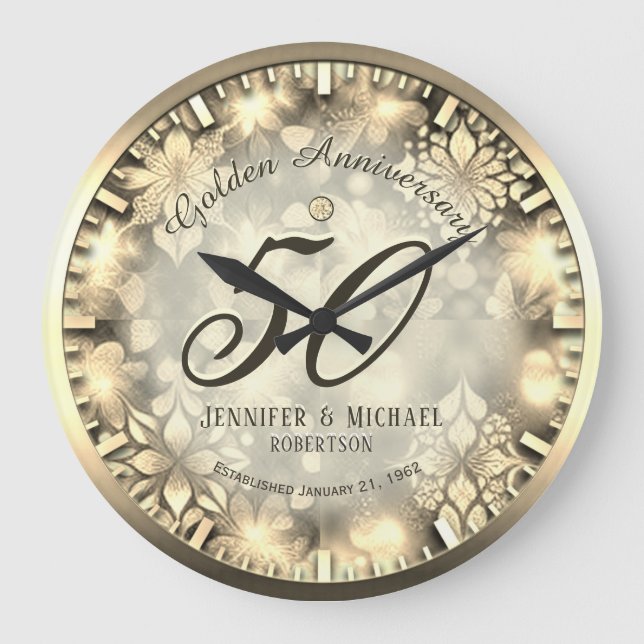 50 års Golden Bröllop-årsdag, stor klocka (Framsida)