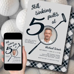 50-års golf-tema födelsedagsfirande för vuxen putt inbjudningar