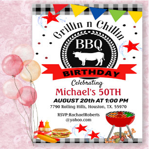 50-års Grillin And Chillin Födelsedag Inbjudningar