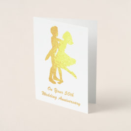 50-års (guld) bröllopsjubileum - Personlig Folierat Kort