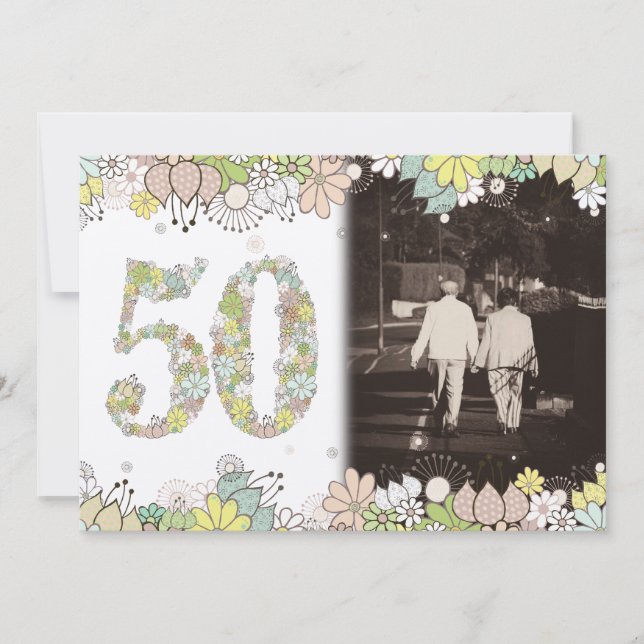 50-års GULD Guldbröllops Foto Inbjudan (Framsida)